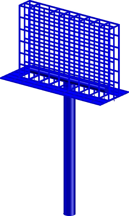 Modelo 3D de estructura metálica para pantalla LED en torre unipolar